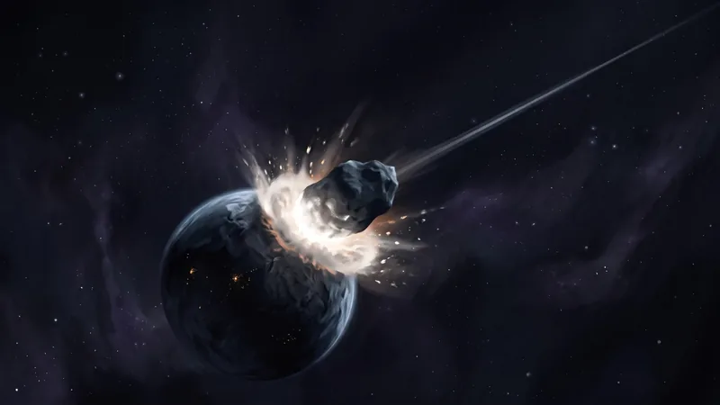 A rock strikes a planet.