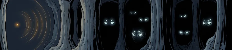 Eyes in a dark forest.